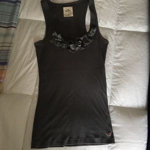 Hollister size L gray embellished tank top